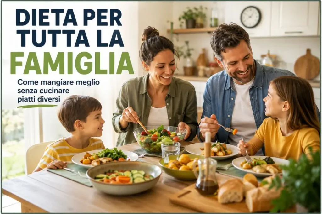 Dieta per tutta la famiglia con pasto condiviso e piatti equilibrati